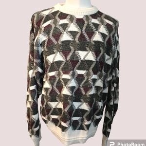 Vintage Jantzen Geometric knit Grandpa Sweater Size Large